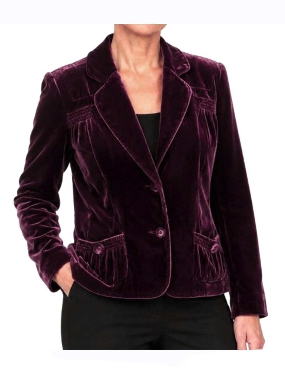 TRIBAL Velvet Blazer Button Down Jacket